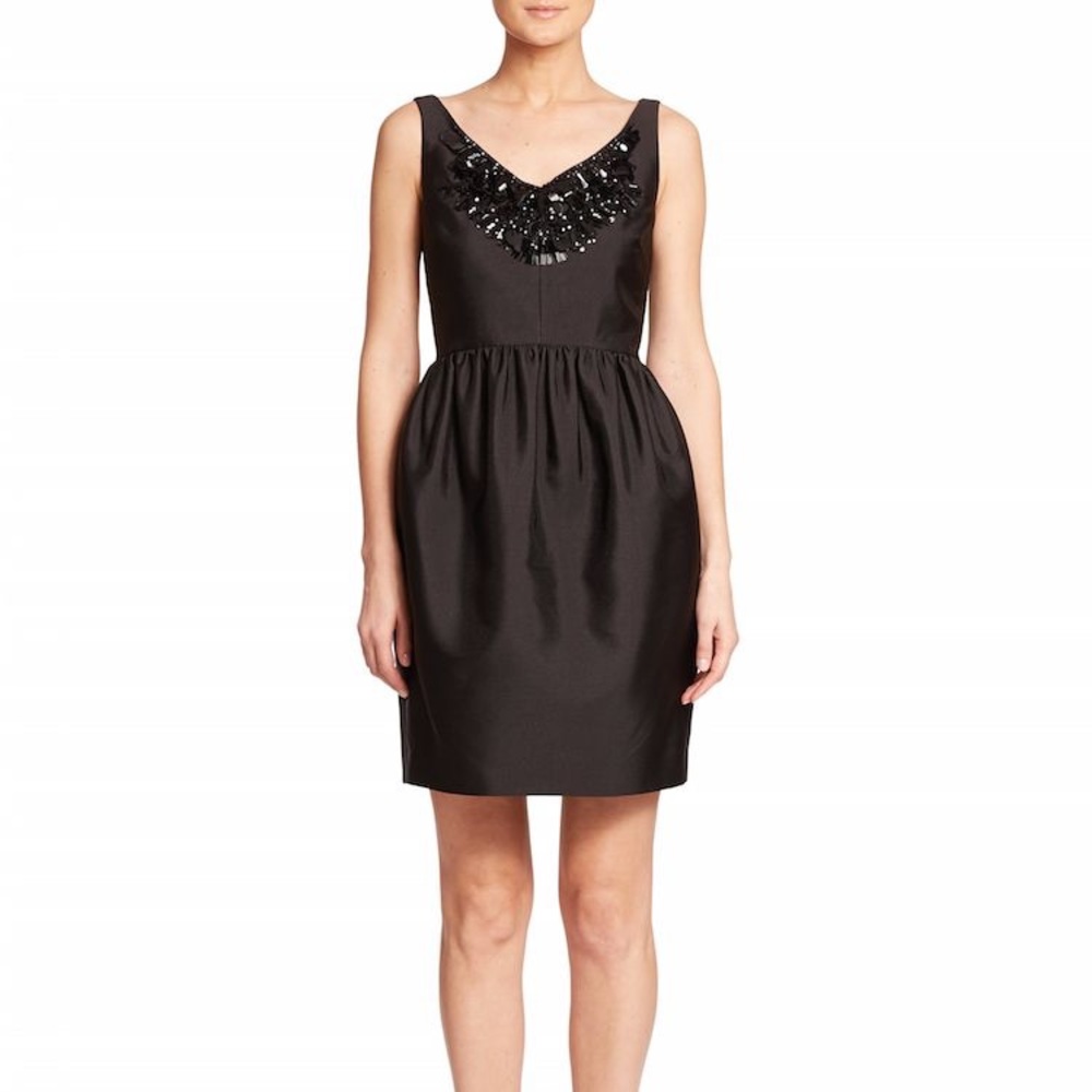 Kate Spade Embellished Black Cupcake Cocktail Party Dress Sequins Collar Size 0